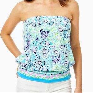 Size L Adella top in Blue Ibiza, NWT